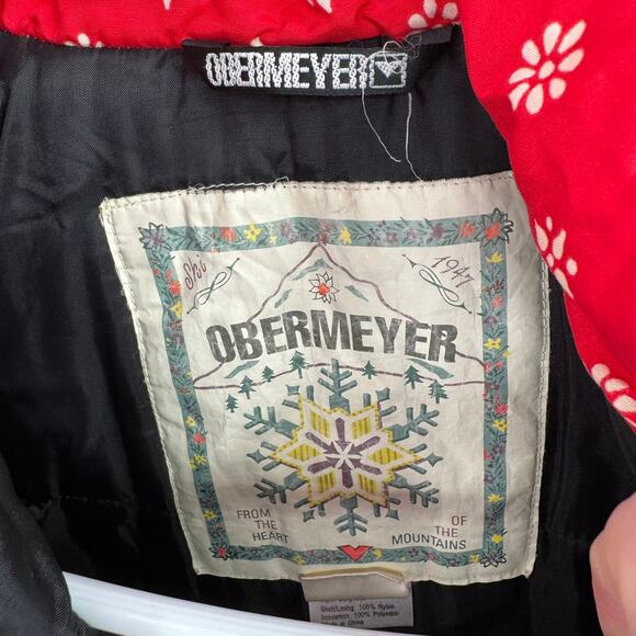 Obermeyer Snow Flake Print Ski Snowboard Jacket Juniors 12 Red White Youth - Picture 7 of 15
